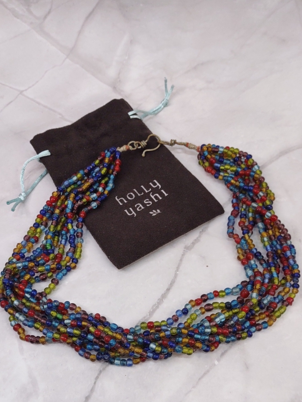 Holly Yashi "Carnivale" 8 Strand Multicolor Glass Seed Bead Necklace